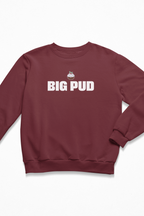 Big Pud Christmas Jumper with christmas pudding in burgundy