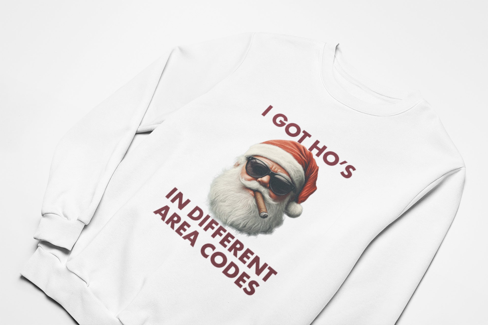 I got ho's in different area codes christmas jumper in white