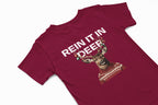 rein it in deer christmas T-shirt in burgundy 