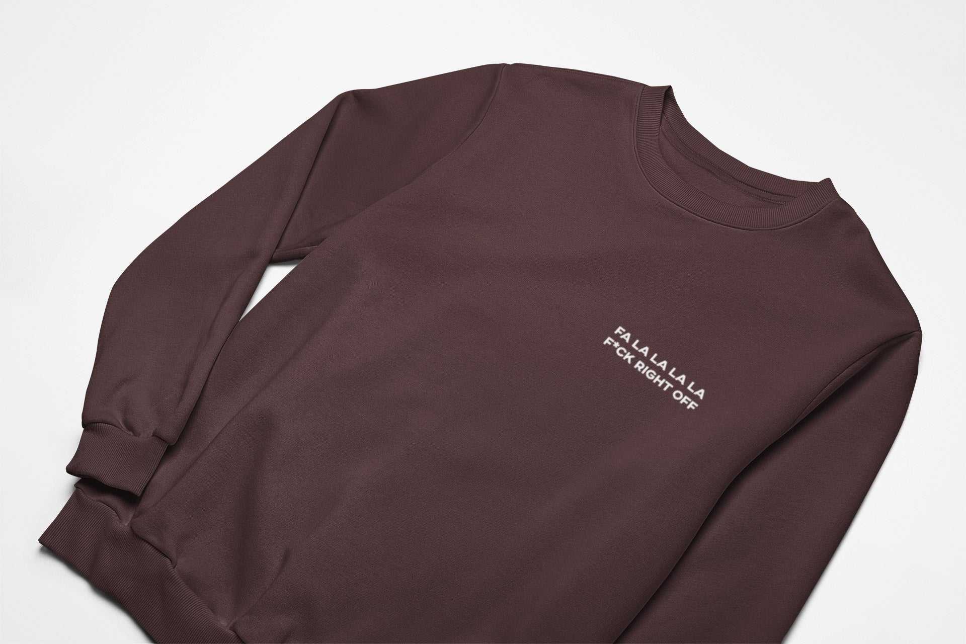 Fa LA LA LA LA F*CK RIGHT OFF christmas jumper in brown