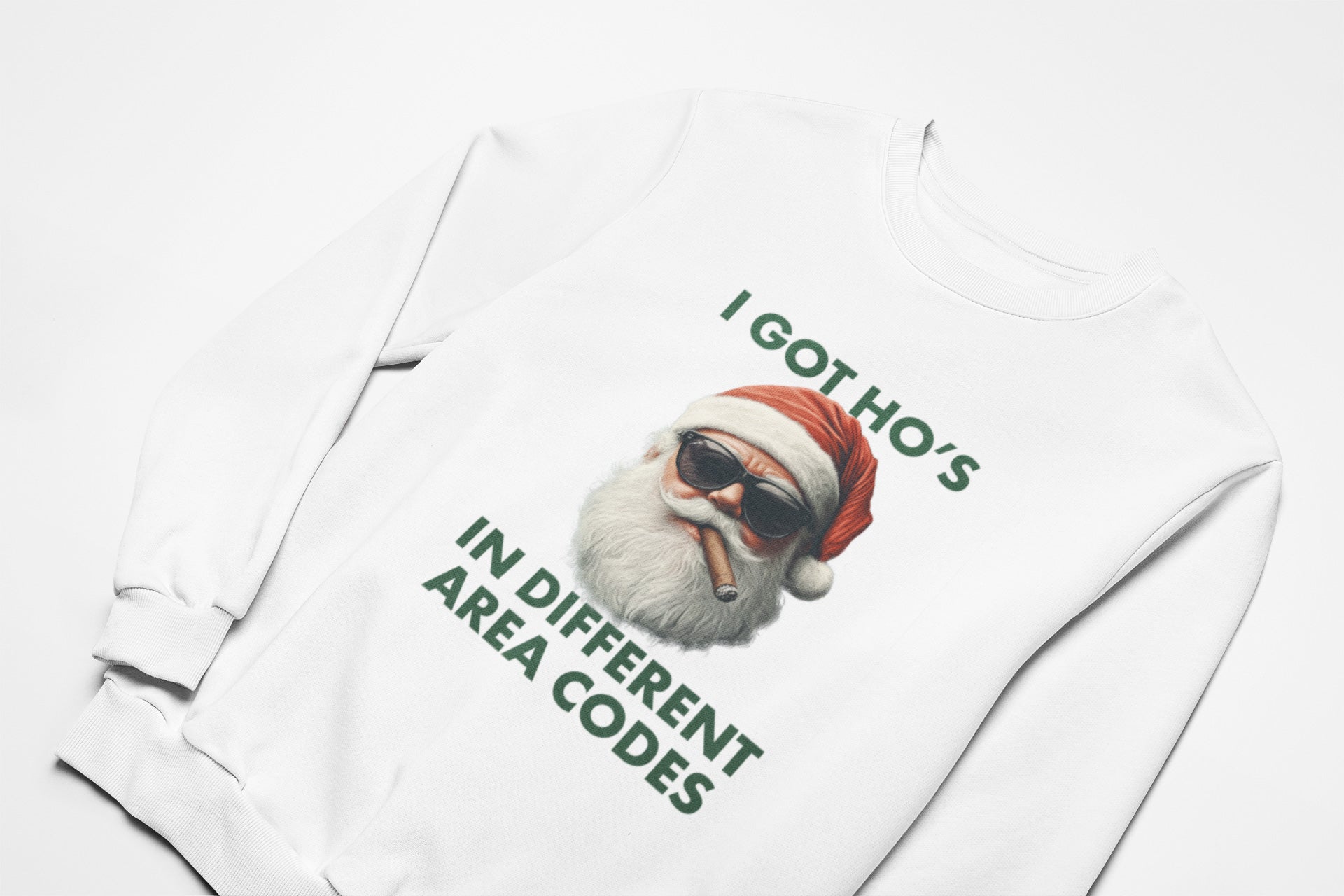I got ho's in different area codes christmas jumper in white