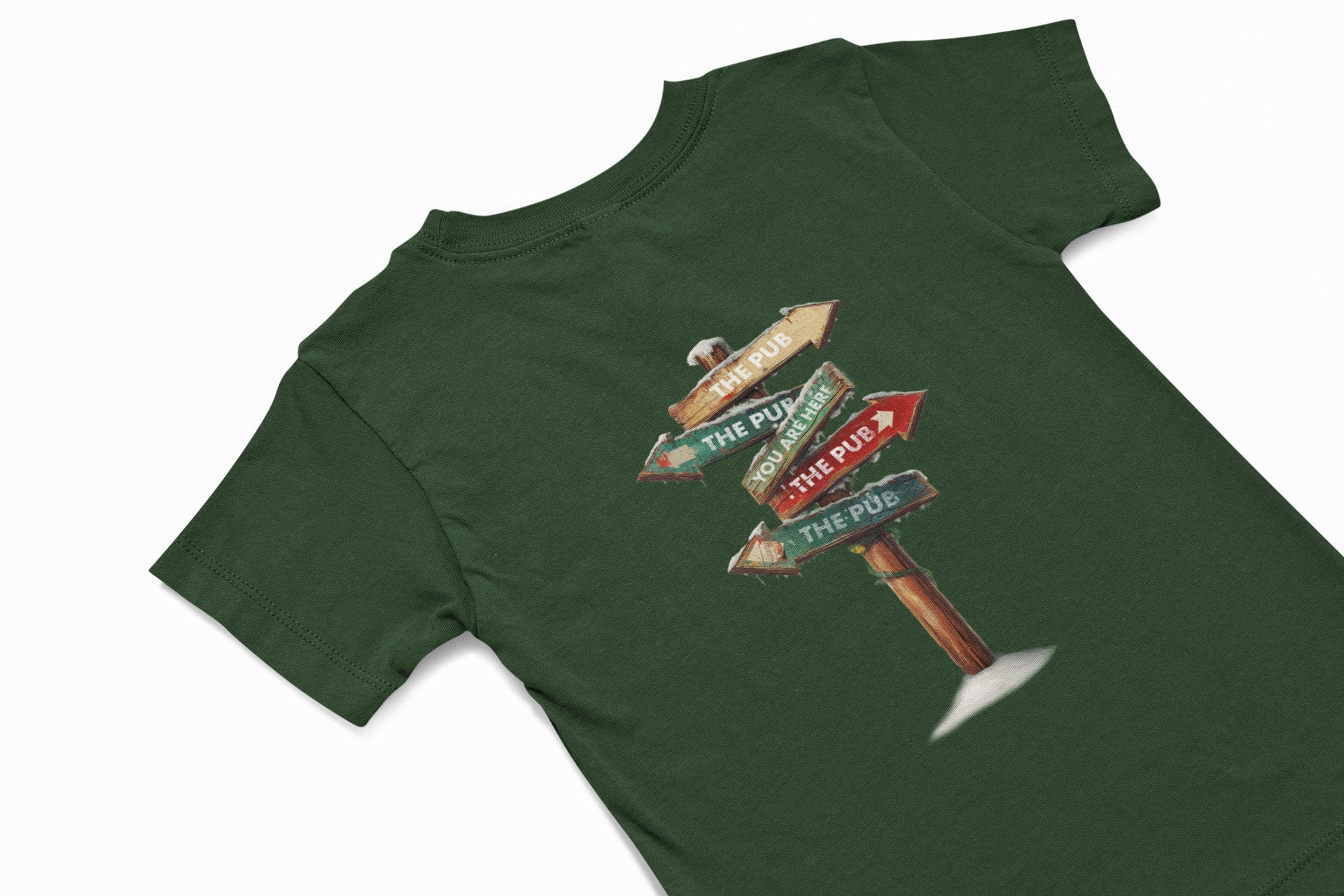 the pub sign christmas tshirt in green
