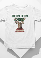 rein it in deer christmas T-shirt in white 