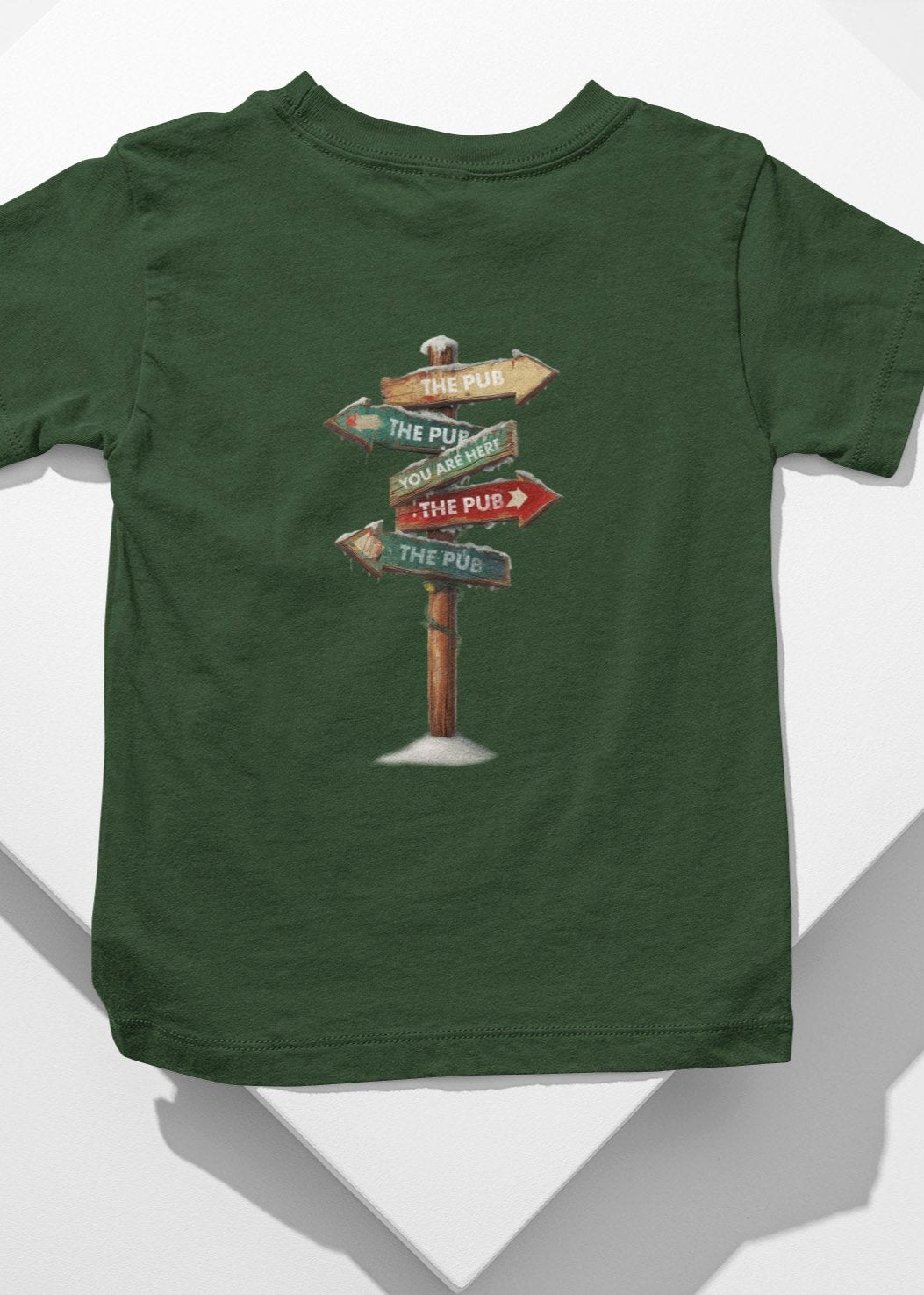 the pub sign christmas tshirt in green