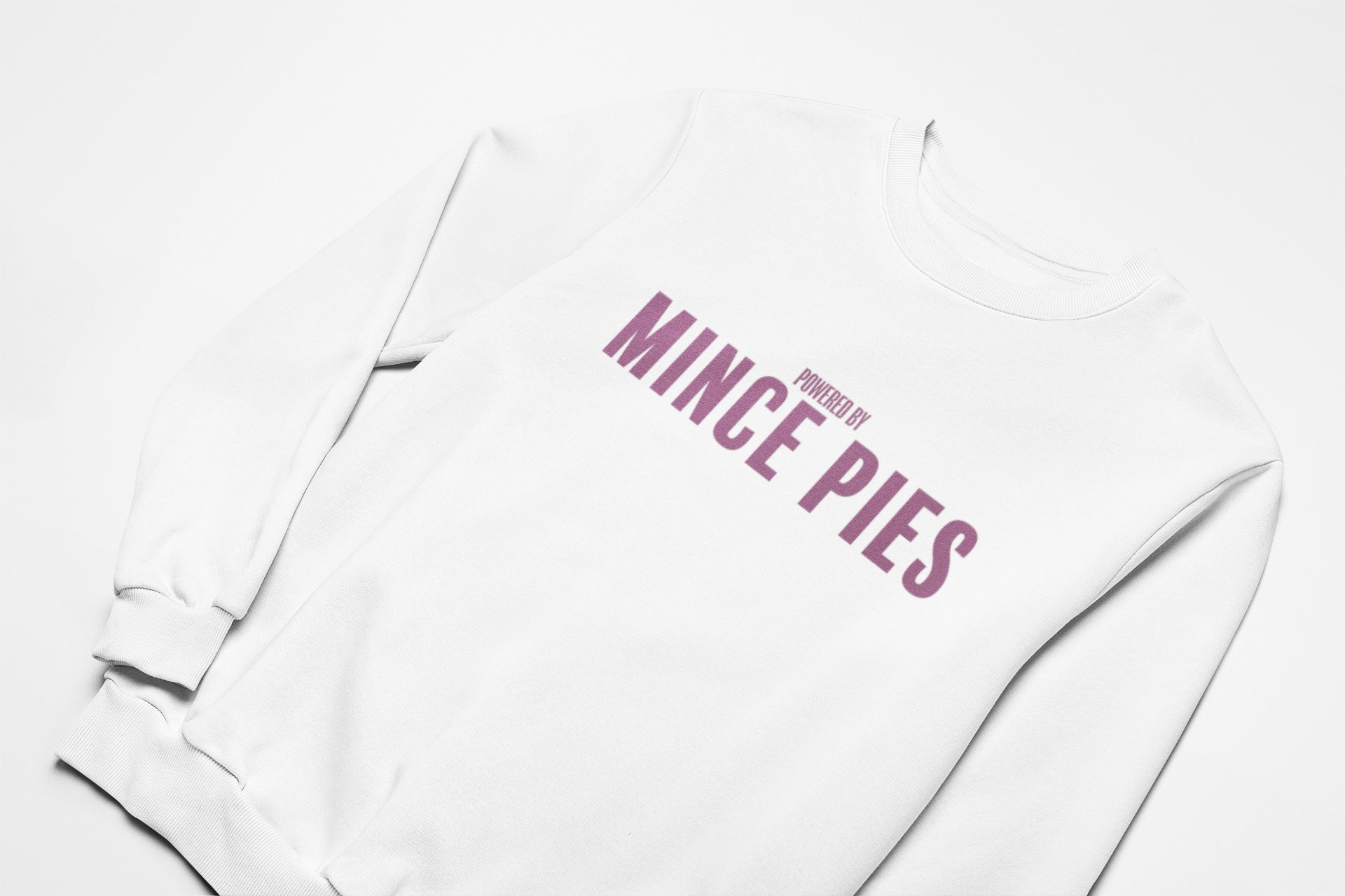 Powered by mince pies christmas jumper in white