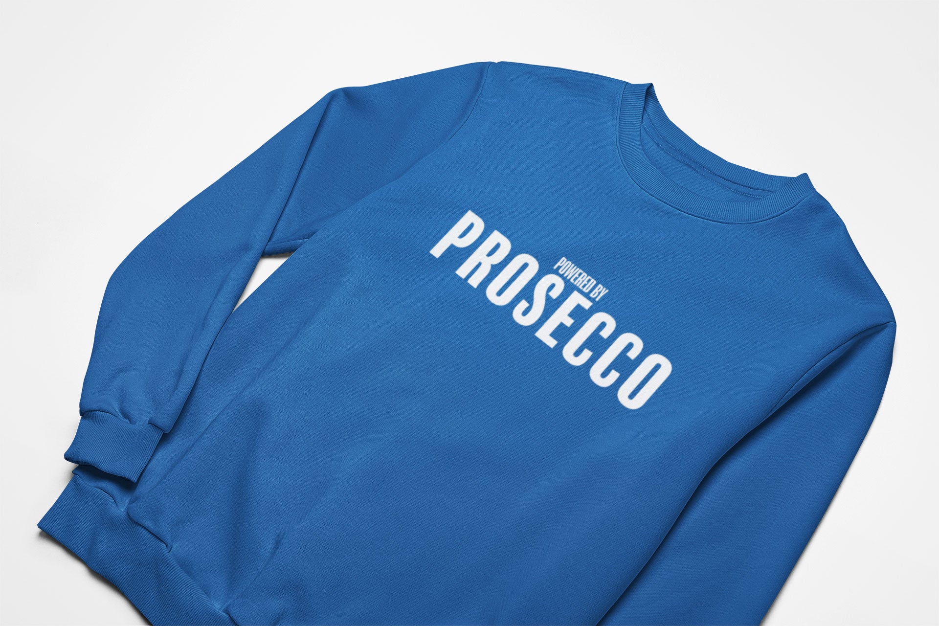 Powered by Prosecco christmas jumper in blue