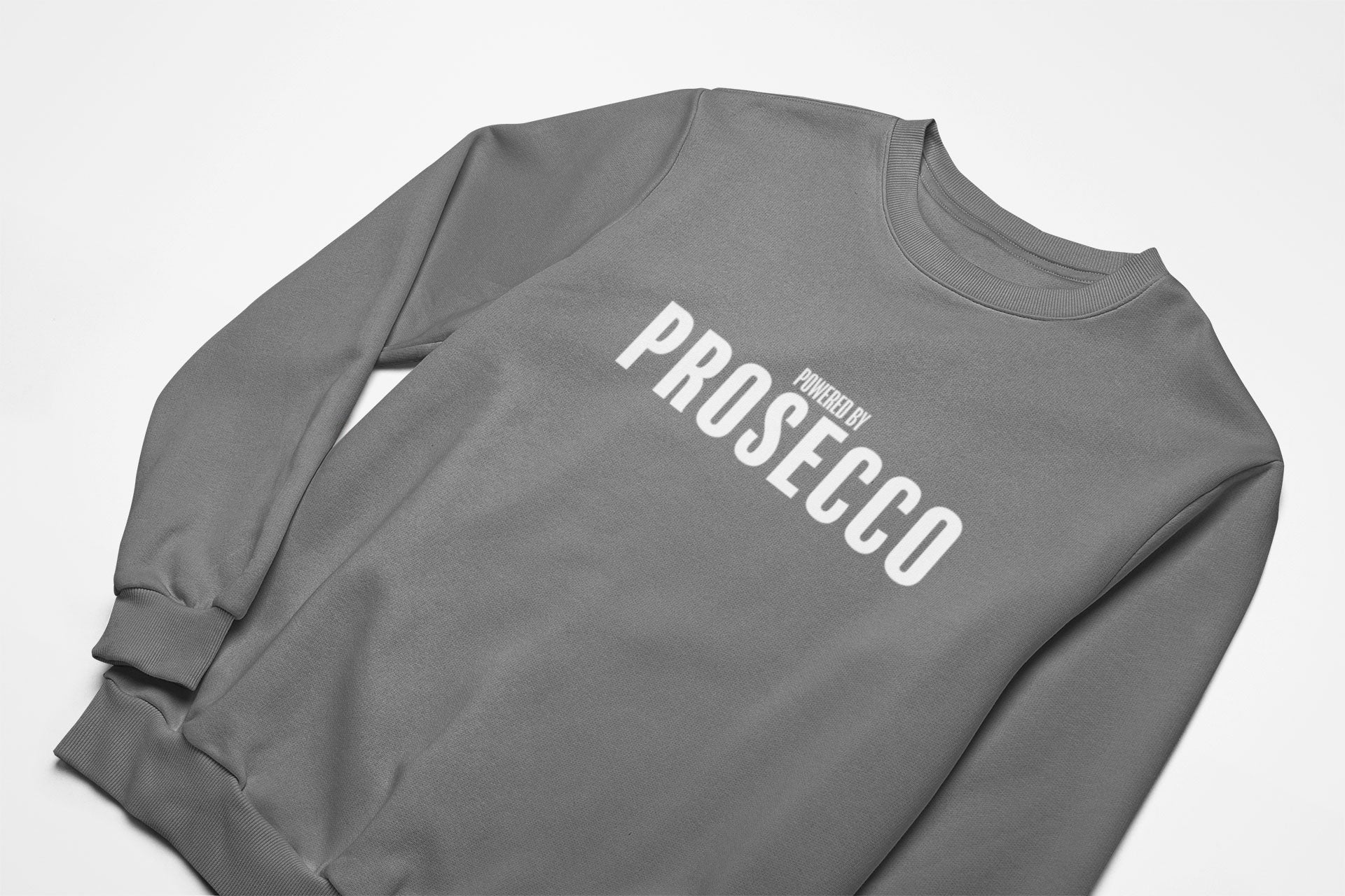 Powered by Prosecco christmas jumper in charcoal
