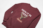 Rein it in deer christmas jumper in burgundy