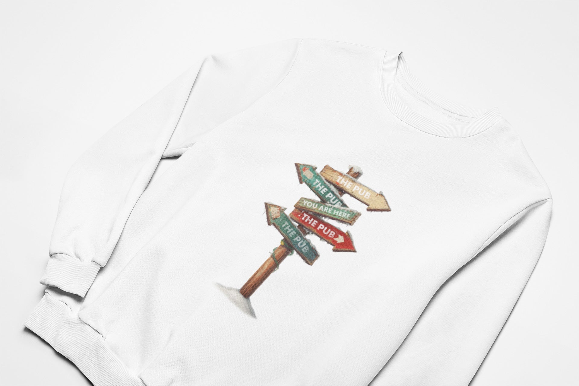 Pub sign christmas jumper in white
