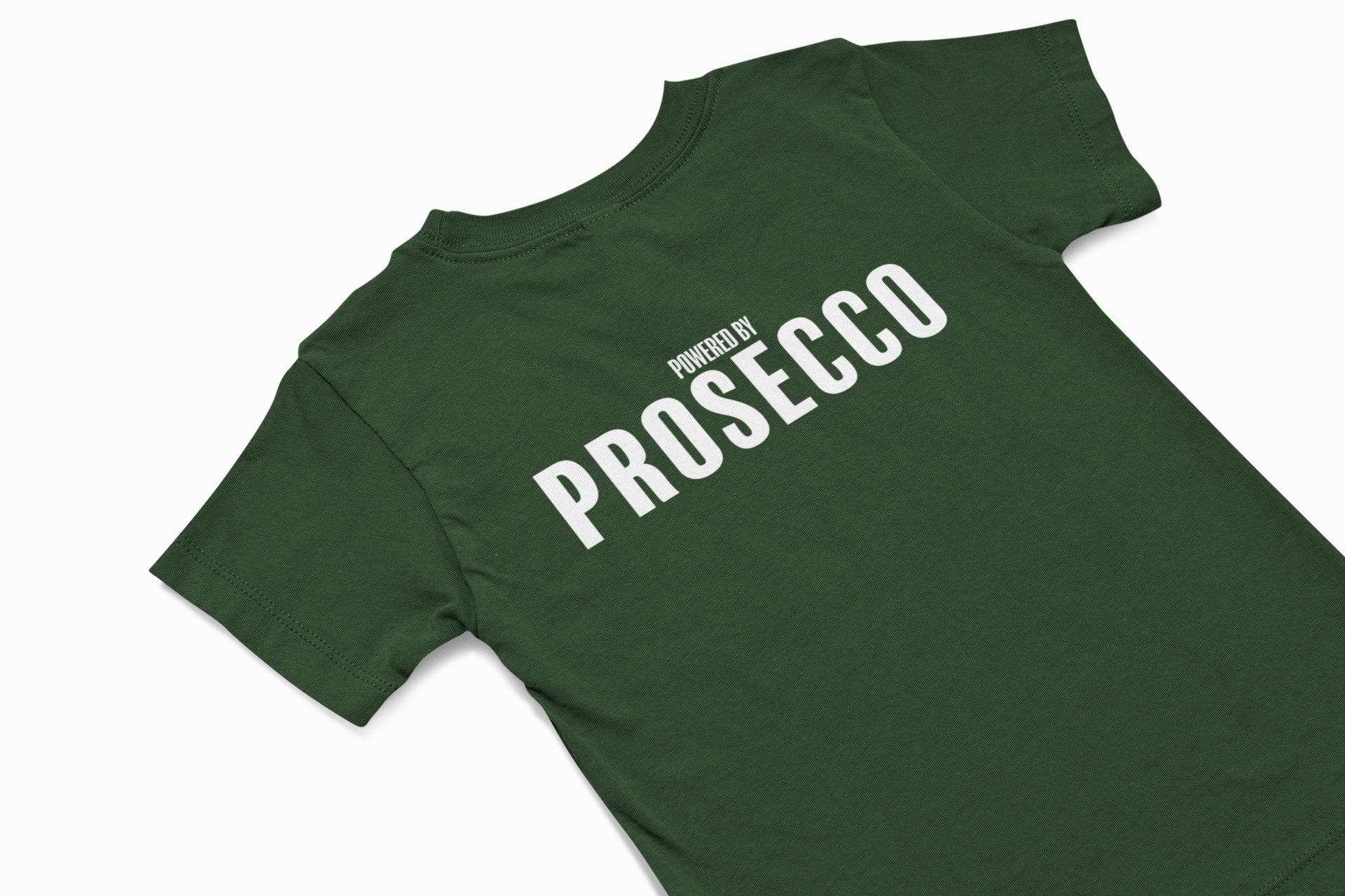 powered by prosecco christmas t-shirt in green