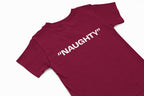 naughty christmas t-shirt in burgundy