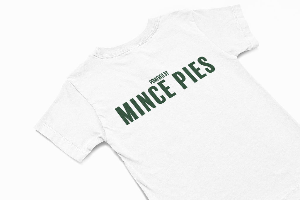 POwered by mince pies christmas t-shirt in white
