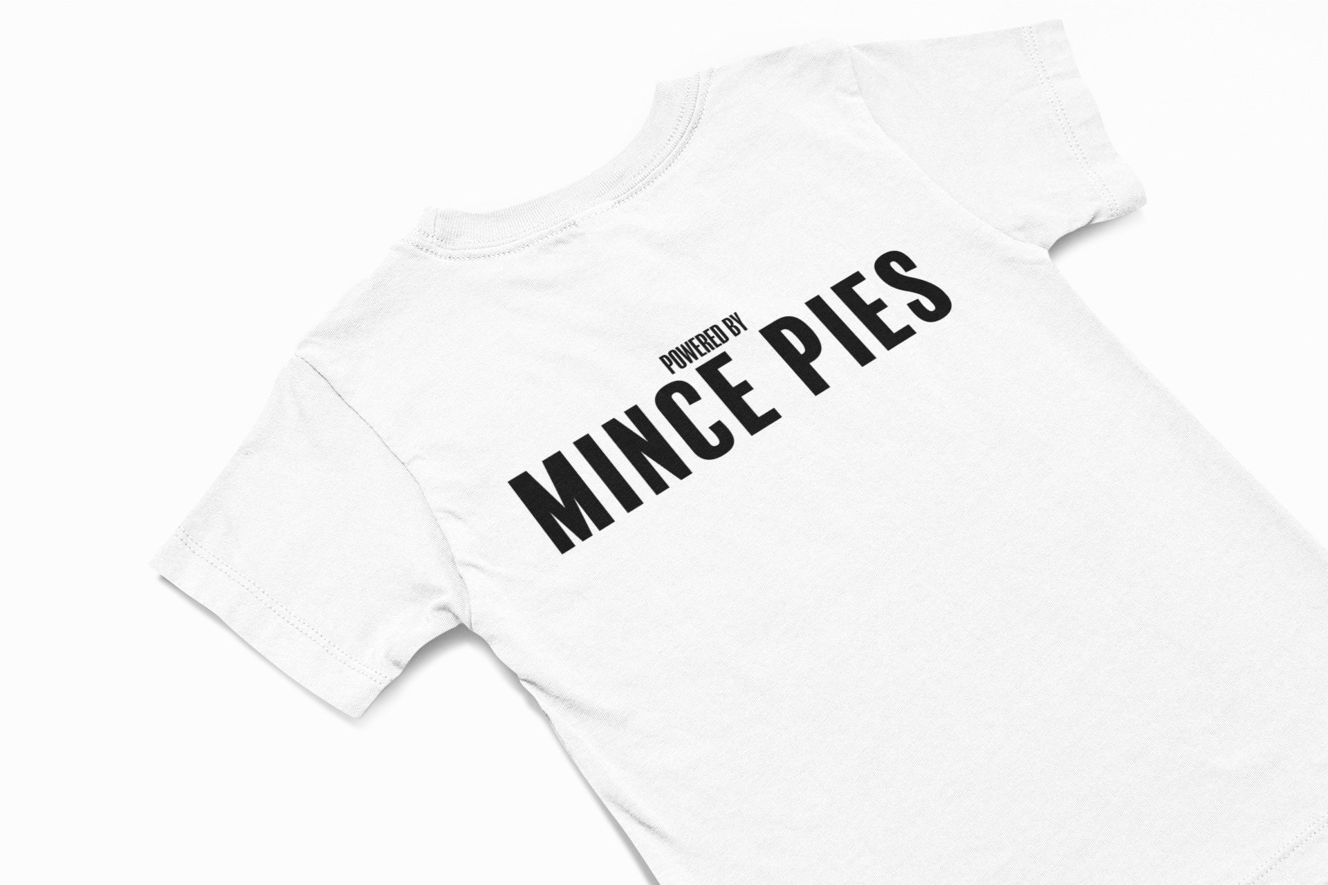 POwered by mince pies christmas t-shirt in white