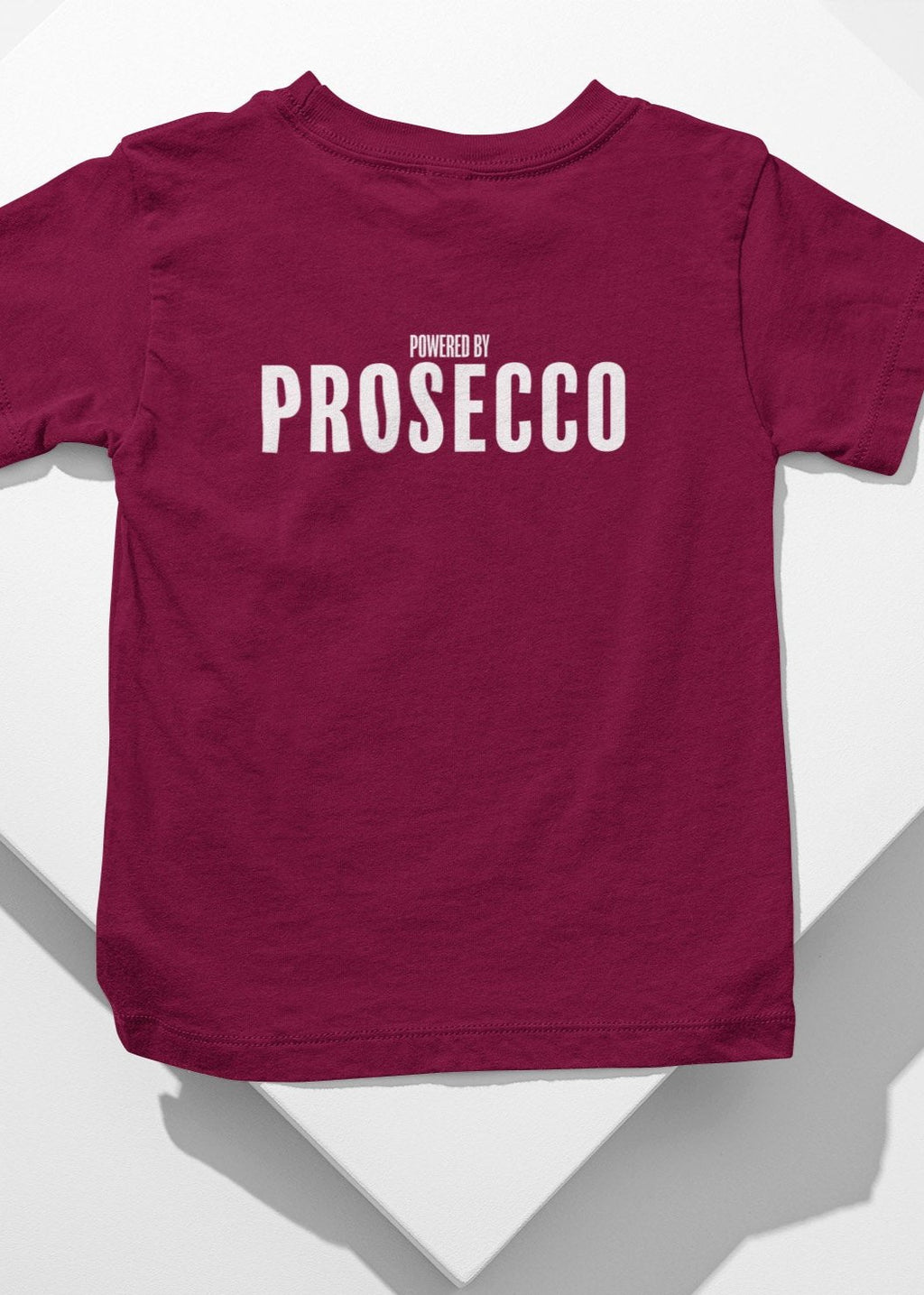 powered by prosecco christmas t-shirt in burgundy