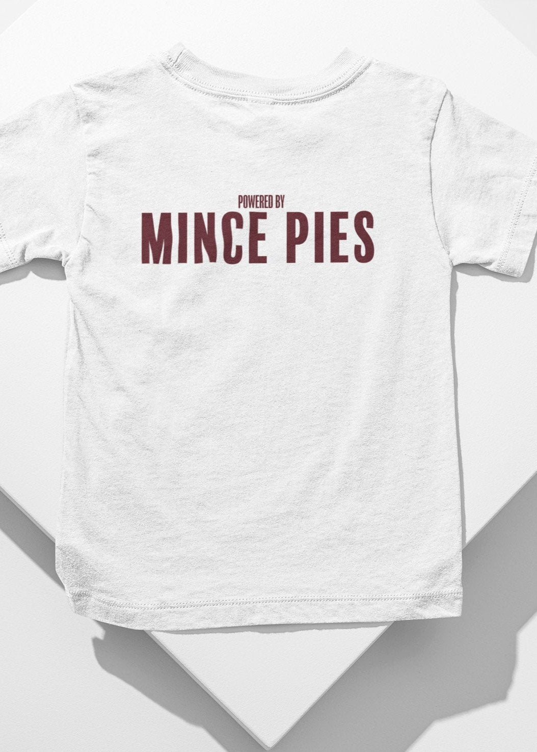 POwered by mince pies christmas t-shirt in white