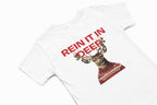 rein it in deer christmas T-shirt in white 